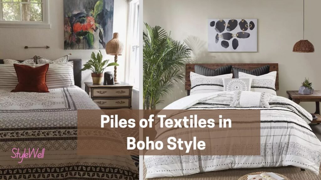 2. Piles of Textiles in Boho Style - Style Well Blog