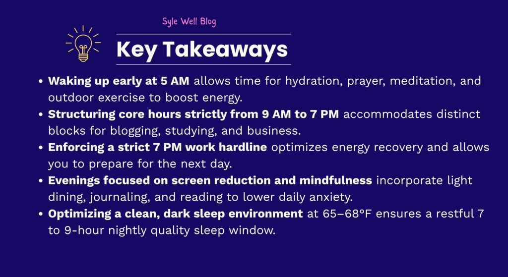 Key Takeaways of Daily Routine Plan Chart