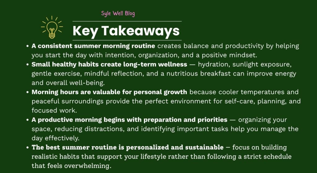 Key Takeaways of Summer Morning Routine