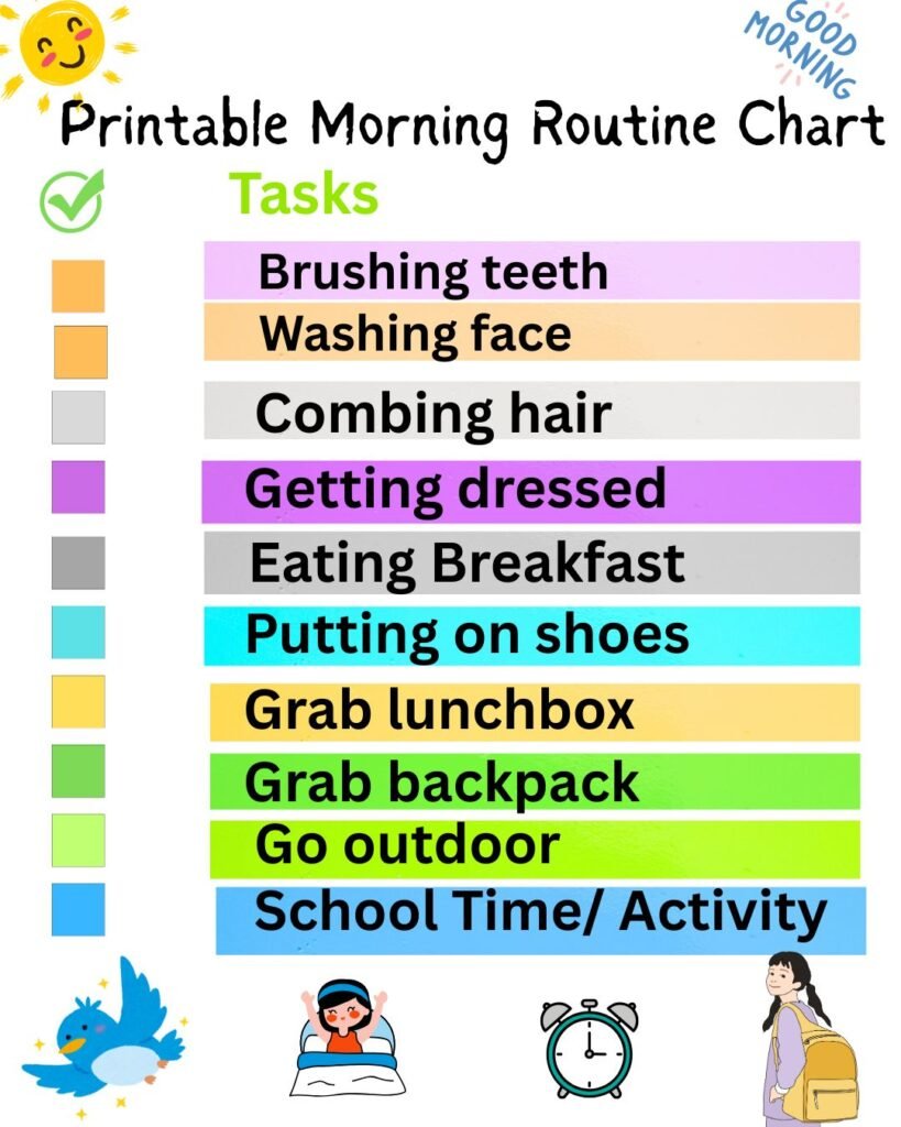 Printable Morning Routine Checklist for Kids