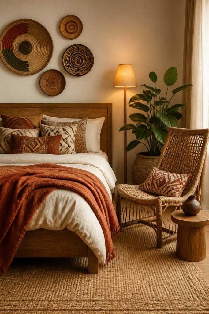Cozy Afrobohemian Warm Earthy Bohemian Living Room Interior Design- Style Well Blog