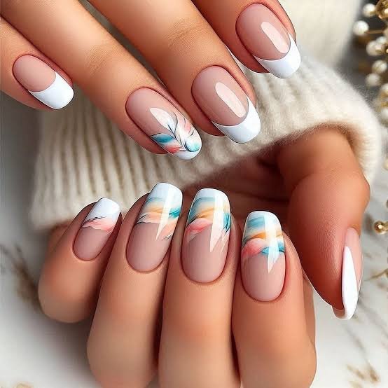 Crispy white, pastel blue, and soft yellow colors provide a fresh and spring inspired aesthetic.