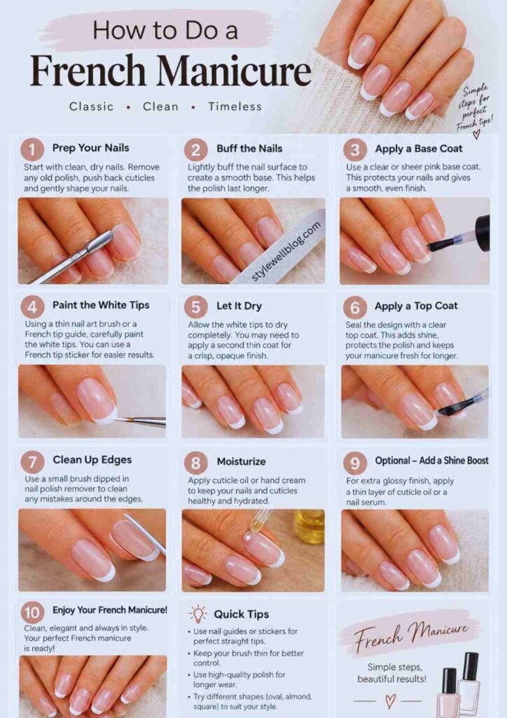 How To Do A French Manicure? 10 Steps to do a French manicure at home.