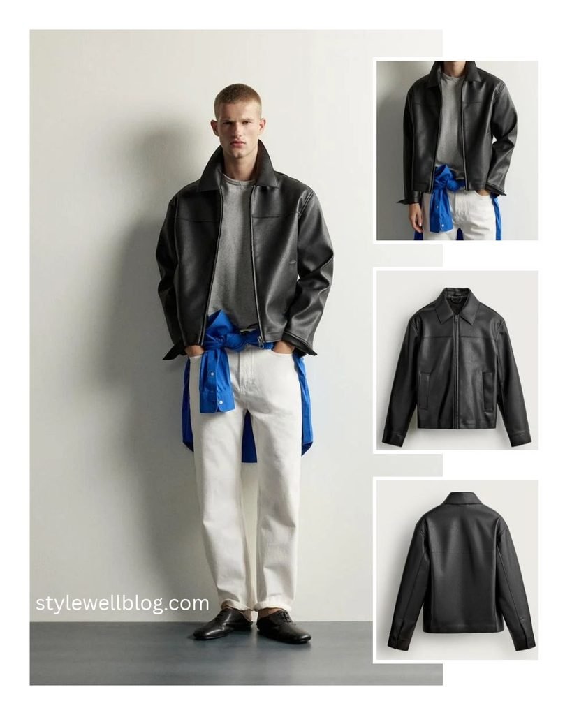 Casual Faux Leather Regular Fit Jacket/Overshirt